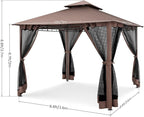 COBIZI Gazebo with Improved Cold-Proof Nettings Winter Gazebos on Clearance Heavy Duty Gazebo Double Roof with Metal Frame Gazebo Tent for Patio, Deck (Frame Thickened)