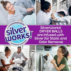 Wool Dryer Balls Laundry Reusable - Odor Eliminating Dryer Laundry Balls with Silver Technology - Natural Fabric Softener and Static Reducer, Reduce Drying Time and Energy Costs - 4 Pack