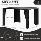 Gazebo Universal Replacement Privacy Curtain,12'×14' Gazebo Outdoor Waterproof Curtains, 4-Panels Sidewall Curtains with Double Zipper for Patio Canopy, Garden and Backyard (Curtain Only)