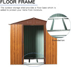 6 x 6 FT Outdoor Storage Shed, Metal Garden Shed with Floor Frame, Tool Shed Outdoor Storage with Lockable Sliding Doors & Air Vents, Storage House Waterproof for Backyard, Lawn, Coffee
