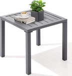 Crestlive Products Aluminum Outdoor Side Table, Pool Lounge Chair Side Table, Weather Resistant Small Square Coffee End Table for Patio, Yard, Garden, Porch, Deck, Indoor, Outdoor (Light Gray)