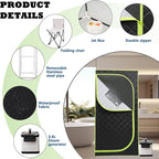 Portable Sauna Box, Portable Steam Sauna for Home with 2.6L 1000W Steamer, 15 Levels, Folding Chair, Extra Large Size (31.5 x 31.5 x 68.9 inch)