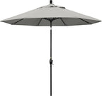 California Umbrella GSPT908302-5402 9' Round Aluminum Market, Crank Lift, Push Button Tilt, Black Pole, Sunbrella Granite
