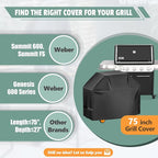 Grill Cover 75 Inch - Large BBQ Cover for Weber Summit 600 Series 6 Burners Grill - 600D Outdoor Barbecue Covers Waterproof Heavy Duty for Weber Summit 670, Summit 620, Summit FS38 and More