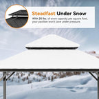 Modern Shade The Horizon Hardtop Gazebo 12' x 12' with 4 LED Lights, Permanent Outdoor Gazebo with Galvanized Steel Double Roof, Grill Pavilion with Decor Hooks, Mosquito Nettings, Black