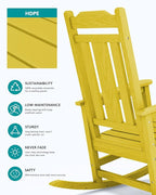 SERWALL Outdoor Rocking Chair Set of 2, Patio Rocking Chairs Set, HDPE Rocking Chair Outdoor for Adults, Heavy Duty Front Porch Rocker, Yellow