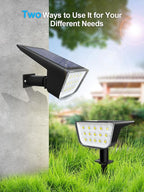 Solar Spot Lights Outdoor, Ultra Bright Solar Garden Lights Cool White, IP68 Waterproof Landscape Spotlights, 800LM 6500K for Yard Garden Wall Driveway, 2 Pack