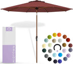 Midtown Umbrellas Wooden 2-8 Feet Outdoor Patio Umbrella, Terylast Cherry Burgundy Grey Fabric, Aluminum Frame For Backyard Umbrella, Deck Umbrella, Garden Umbrella & Pool Umbrella - Wooden Pole