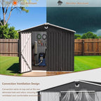 8x6 FT Outdoor Storage Shed, Metal Garden Shed - Tool Storage Sheds with Lockable Doors & 1 Clear Window, Waterproof Outside Storage Building for Backyard, Patio (Black; Floor Not Included)