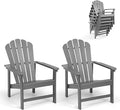 Stackable Adirondack Chairs Set of 2, Space Saving HDPE All-Weather Fire Pit Chair for Outdoor Lawn Porch Deck