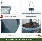 Kingsyard Bird Feeder for Outside, Dual-Use Metal Mesh Wild Bird Feeder with Weatherproof Dome Dual, 2.5 lbs Seed Capacity for Finch Cardinal