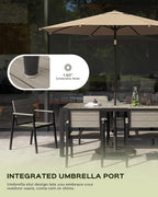 Outdoor Dining Set, Patio Table and Chairs of 4, Aluminum Outdoor Furniture Set with Umbrella Hole, HDPS Patio Dining Table Set for 4 (Gray)