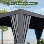 Aoxun Louvered Pergola 10' x 12' Outdoor Aluminum Pergola with Adjustable Top for Decks, Gardens and Backyards, Gray