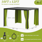 Gazebo Universal Replacement Privacy Curtain,10'×12' Gazebo Outdoor Waterproof Curtains, 4-Panels Sidewall Curtains with Double Zipper for Patio Canopy, Garden and Backyard (Curtain Only)