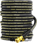 3/8" Pressure Washer Hose 70FT 4800PSI, Power Washer Hose Steel Wire Braided with Swivel Quick Connect, Commercial Grade Industrial High Pressure Water Washing Hose (4800PSI, 70FT)