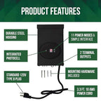 GKOLED ETL Listed 120W Low Voltage Transformer with Photocell and Timer, 120V AC to 12V AC Outdoor Power Pack, Dual Isolated Outputs, for Landscape Lighting Systems, Fully Encapsulated Toroid Core