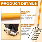 3 Sets Pitch Fork for Gardening, 9 Tines Wide Pitchfork 47.2 Inch Garden Manure Fork with Long Hardwood Handle Heavy Duty Mulch Forks Horse Stall Forks for Mulch, Hay, and Gardening