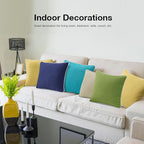 Decorative Outdoor Water Repellent Throw Pillows with Inserts, Set of 4, 18" x18" Pillows for Patio, Backyard, Bed, Couch, and Patio Furniture, Aqua Green