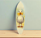 JennyGems Funny Seagull Surfboard Wall Art – Coastal Beach Decor, Seagull with Fries, Outdoor PVC Surfboard Sign (3 Foot)