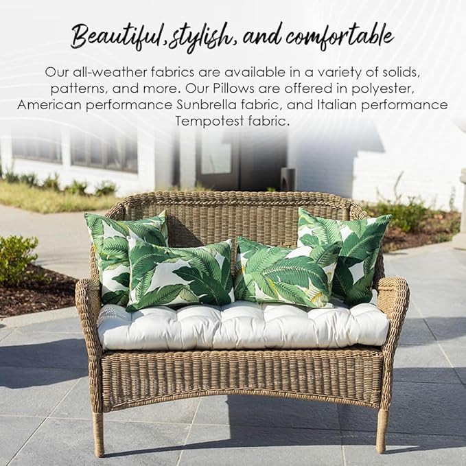RSH DECOR: Square Throw Pillows Set of 2 | 20” x 20” | All-Weather Spun Fabric | Water and Fade-Resistant | Outdoor Accent Pillows for Patio Furniture | Cancun (Blue, Green)