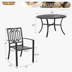 Sophia & William Round Patio Table and Chairs Set, Outdoor Dining Set for 4, 5 Piece Metal Patio Furniture, 42" Black Table(Geometry)