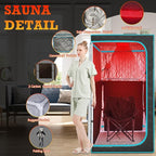 Portable Infrared Sauna for 1 Person, Red Light Therapy Full Size Home Sauna Box with Premium Dry Heating, Remote Temperature Control, Heated Foot Pad & Reinforced Folding Chair