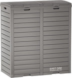 EAST OAK 62 Gallon Outdoor Trash Can, Waterproof Resin Garbage Can with Tiered Lid and Drip Tray, Outside Trash Bin for Patio, Backyard, Deck, Grey