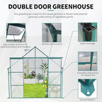 Favfurish 8×10 FT Greenhouses for Outdoors,Polycarbonate Greenhouse, Aluminum Heavy Duty Walk-in Garden Plants Green Houses, Raised Base and Double Sliding Door for Outside Backyard, Green