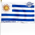 Uruguay Uruguayan Flag 3x5 ft Outdoor, Double Sided 3 Ply Heavy Duty Uruguay National Country Flag, 100% Quality Polyester Uruguayan Banner with Brass Grommets 4 Rows Stitches