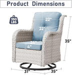 Swivel Rocker Patio Chairs：Patio Swivel Rocker Chairs Set of 2, Outdoor Swivel Rocker Patio Chairs, Light Beige/Light Blue