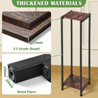 Extra Tall Plant Stand Indoor,40 Inch Plant Stands,2 Tier Metal Plant Stand with Heavy Duty Wood,Rustic Brown and Black
