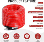Sewer Jetter Kit for Pressure Washer 150FT, 5800PSI Drain Cleaner Hose 1/4 Inch NPT Corner with 5 Sewer Jetting Nozzles，Waterproof Tape，Pearl Corsage Pin & 2 Spanners (Red)