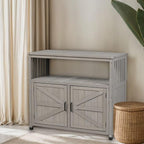 Modern Grey Solid Wood Patio Bar Table Set with Convenient Storage – Ideal Buffet Cabinet Sideboard for Outdoor and Indoor Use!