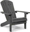 YEFU Adirondack Chair Plastic Weather Resistant, Patio Chairs 5 Steps Easy Installation, Looks Exactly Like Real Wood, Widely Used in Outdoor, Fire Pit, Outside, Garden, Campfire Chairs (Dark Grey)