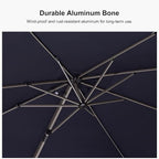 PURPLE LEAF 9' X 9' Patio Umbrella Outdoor Cantilever Umbrella, Aluminum Offset Umbrella with Champagne Frame and 360° Rotation for Pool Deck Garden, Navy Blue