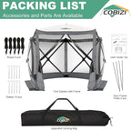 COBIZI 10x10 Pop up Gazebo Screen House Tent for Camping, Pop-up Camping Canopy with Mesh Windows,Portable Outdoor Quick-Set Hub Tent with Carrying Bag&Ground Stakes,Gray(Upgraded 2.0)