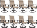Amopatio Padded Patio Swivel Chairs Set of 8, Outdoor Dining Chairs with Ultra Soft Textilene High Back Seat & Metal Rocker Frame, for Backyard Deck Lawn Garden, Brown