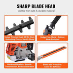 VEVOR 43cc 6-in-1 Multi-Functional Trimming Tool, Hedge Trimmer, Weed Eater, String Trimmer, Brush Cutter, Edger, Pole Saw Chainsaw Pruner with Extension Pole, w/EPA, CE and EMC Certification