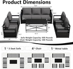 Outdoor Patio Furniture Set, 6-Piece Aluminum Patio Conversation Set All-Weather Metal Outdoor Sectional with 6 Inch Thick Cushions, Deep Setting for Garden, Outside and Porch