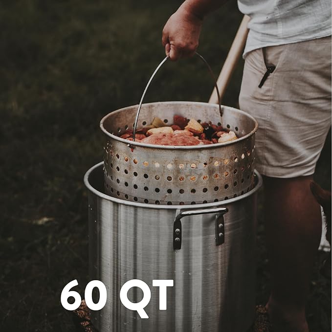Gas One Seafood Boil Kit with Propane Burner, Propane Regulator, 60Qt Pot with Basket – Heavy Duty Construction Seafood Boil Pot for Outdoor Cooking – Easy to Clean and Durable Crab Boil Pot