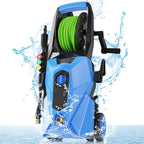 Pressure Cleaner 5000 PSI,2.8 GPM Power Cleaner with Foam Cannon,Portable Cleaner with 33ft Hose Reel,4 Nozzle Tips,and Soap Bottle for Cars/Home/Driveways/Patios/Decks/Fences(Blue)
