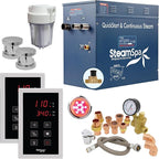 SteamSpa Executive 12KW QuickStart ACU-Steam Bath Generator Package with Built-in Auto Drain in Polished Chrome | Steam Generator Kit with Dual Control Panel Steamheads 240V | SS-EXT1200CH-A