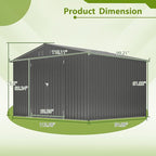 10X8 FT Outdoor Storage Shed, All Weather Metal Sheds with Lockable Doors, Tool Shed for Garden, Patio, Backyard, Lawn, Black
