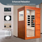 Far Infrared Sauna for Home Dry Sauna for Home Wood Sauna Room 1 Person Infrared Sauna Indoor One Person Sauna Low EMF Okoume Wood Sauna with Control Panel, Speakers and Tempered Glass Door