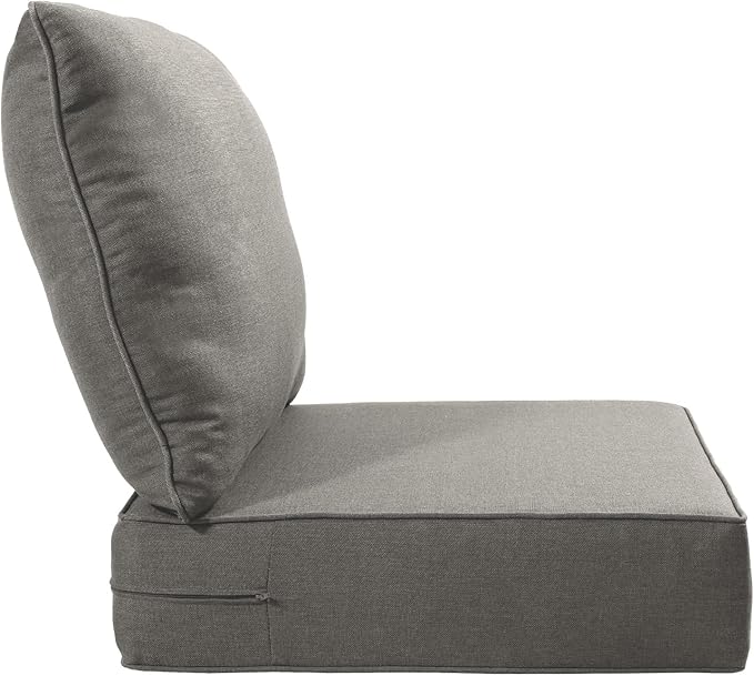 Luxury 22x24/22x25 6-Inch Outdoor Chair Cushions Set of 4 - Heavy Duty Water-Resistant Comfortable Cushion for Patio Furniture Set Dining Gliding Rocking Chairs Loveseat L-Shape Sofa - Grey
