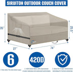 SIRUITON 4-Seat Garden Patio Sofa/Loveseat/Bench Cover 73" W x 27" D x 35" H,Heavy Duty 420D Oxford Waterproof Outdoor Sofa Cover, Lawn Patio Furniture Covers
