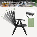 PHI VILLA 9 Piece Outdoor Dining Set, All Weather Furniture Patio Table and Chairs for 8 with Adjustable Lightweight Patio Folding Dining Chairs (Black) & Extendable Metal Table for Garden, Yard