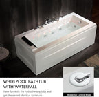 67 in Whirlpool Bathtub,Empava Jetted Tub with Heater,Hydro Massage Bathtub with 9 Water Jets+8 Air Jets,SPA Bathtub with Waterfall,Whirlpool Tub with Light,LED Control Panel