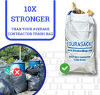 DURASACK Contractor Bags Heavy Duty 40-Gallon Reusable White Woven Polypropylene Contractor Garbage Bags, Pack of 20