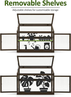 MCombo 2-Tier Wooden Cold Frame Garden Greenhouse Raised Flower Planter Shelf Bed Protection 6057-0160 (Brown)